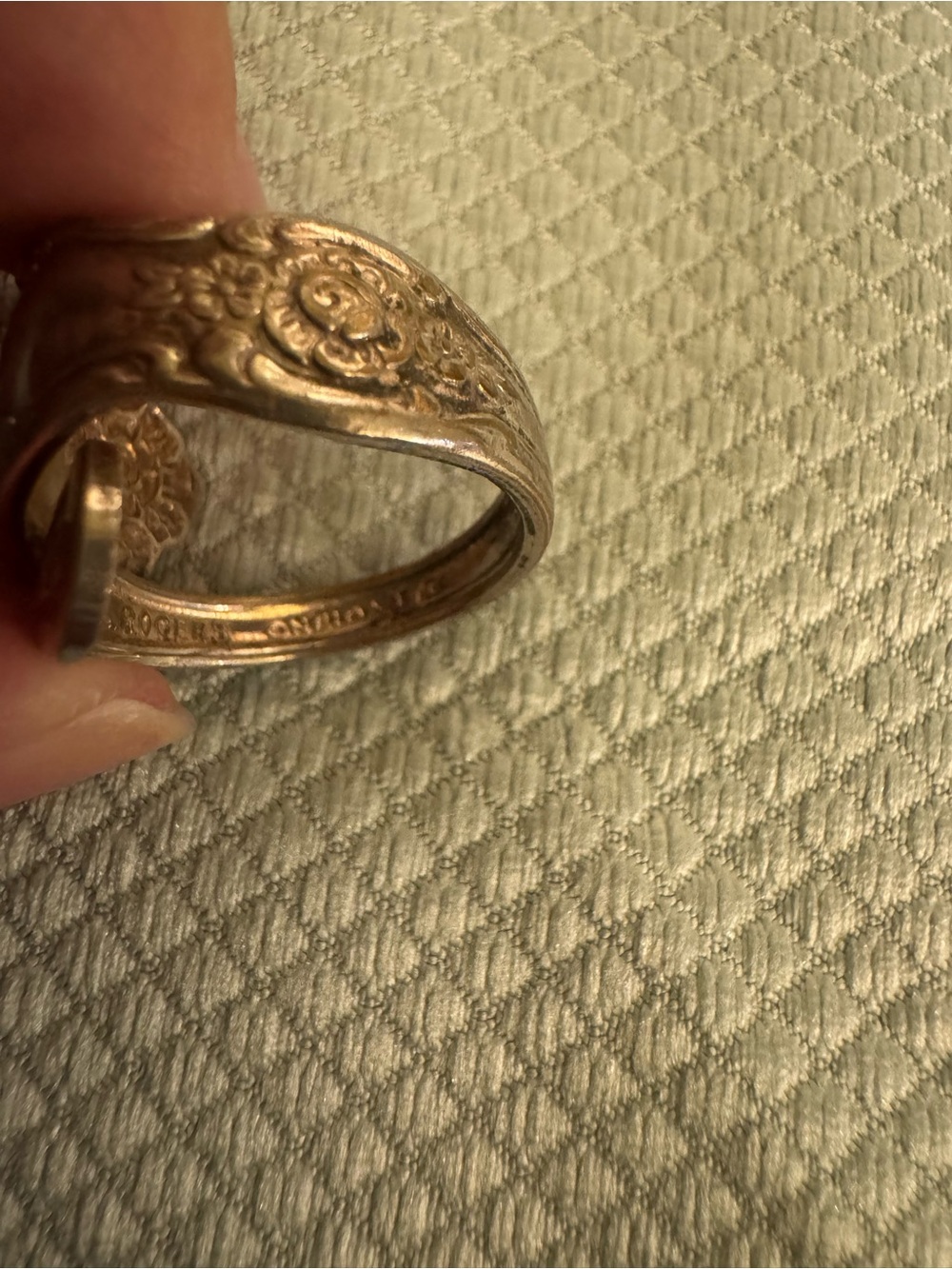 Vintage Oneida Silver Floral Spoon Ring Sz 5 - Picture 5 of 8